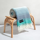 Evening Tales - Pure New Wool Blanket - Super Fluffy - Grey, Turquoise & Blue - Heating & Plumbing London - Throw